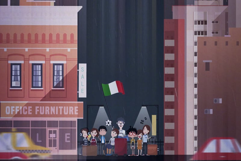 Gruppo di ragazzi italiani all'estero