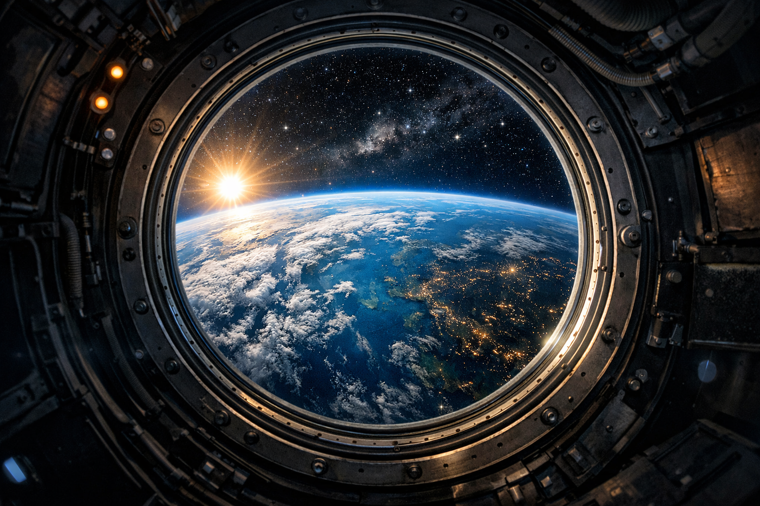 Earth Through Spacecraft Window