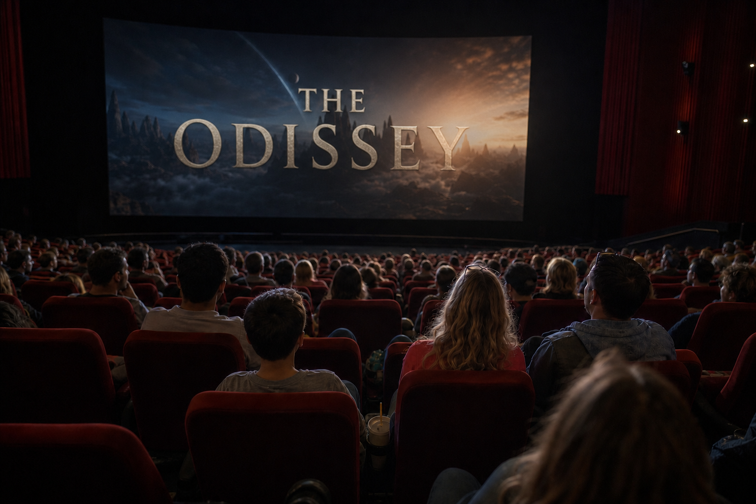 IMAX Cinema Scene with The Odyssey Poster
