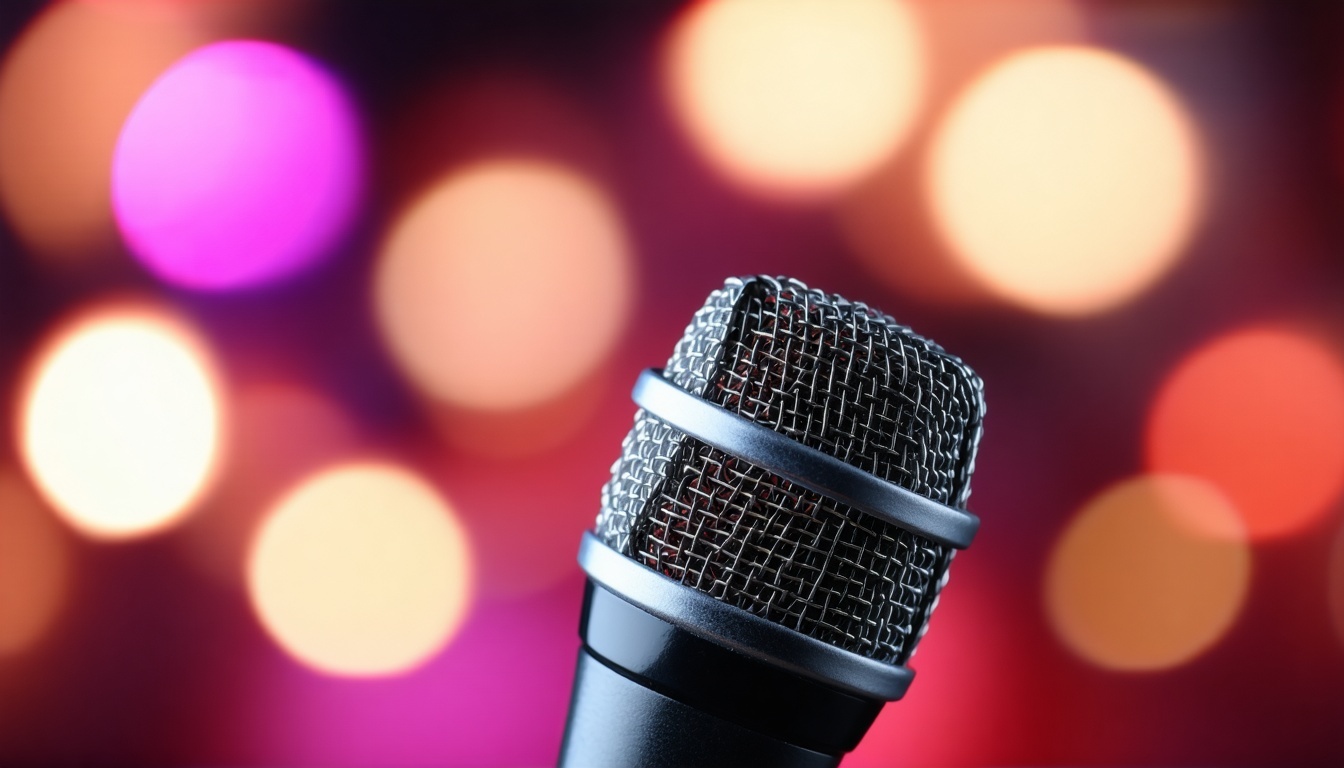 pop music singer close up microphone