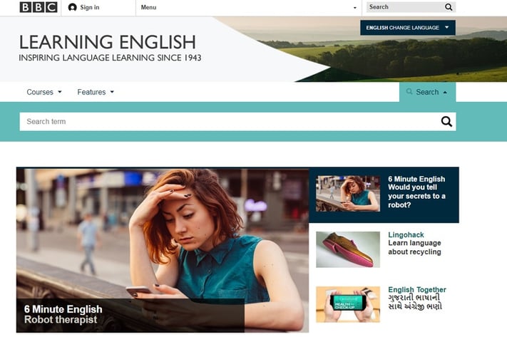 La homepage di BBC Learning English