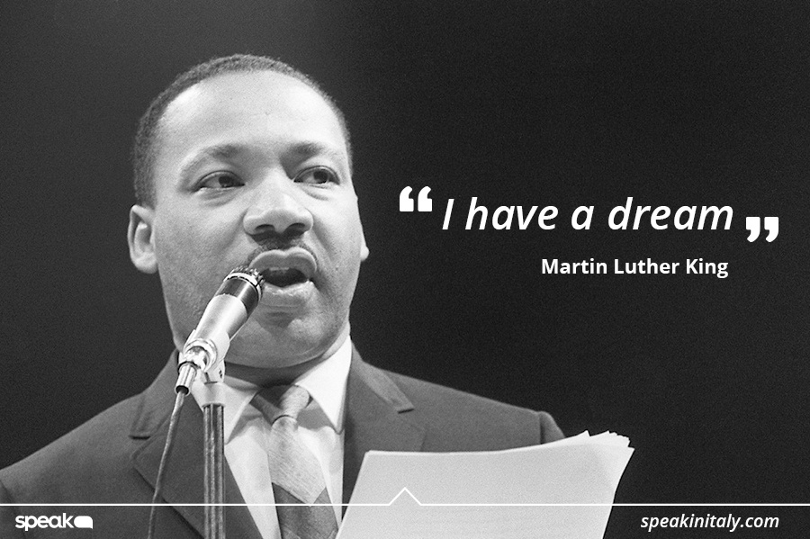 Martin Luther King ed il suo celebre discorso I HAVE ADREAM del 28 agosto 1963 al Lincoln Memorial di Washington